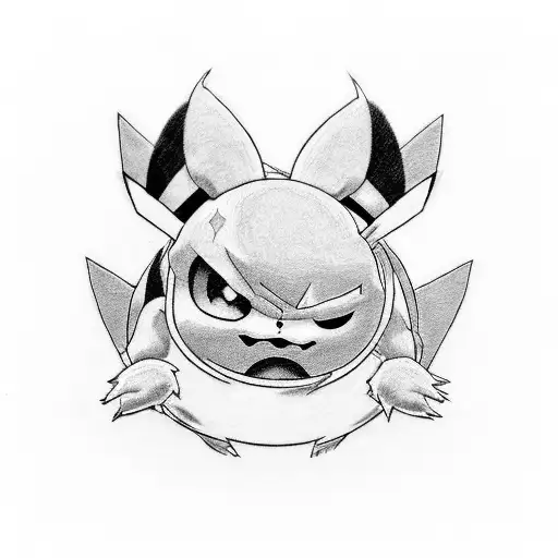 A mesmerizing tattoo showcasing a fusion of Pikachu, Grogu, Goku, and Yoshi, symbolizing the client's love for cartoons and their favorite characters tattoo design idea