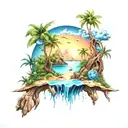 a peaceful island surrounded by death and chaos misunderstood tattoo design idea