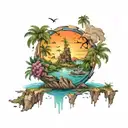 a peaceful island surrounded by death and chaos misunderstood tattoo design idea