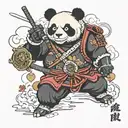 Samurai panda wielding a video game controller tattoo design idea