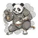 Samurai panda wielding a video game controller tattoo design idea