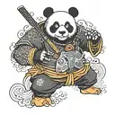Samurai panda wielding a video game controller tattoo design idea