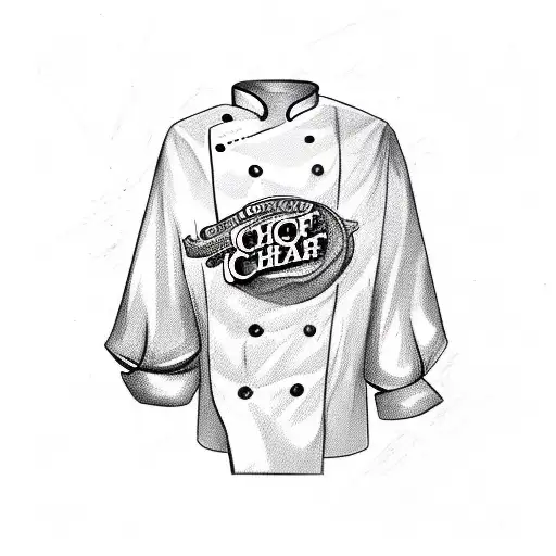 chef jacket buttons and lapel tattoo design idea