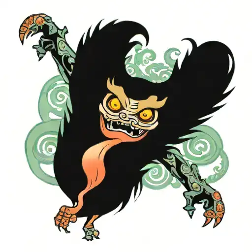 yokai creature inspired by Nietzsche's tattoo design idea