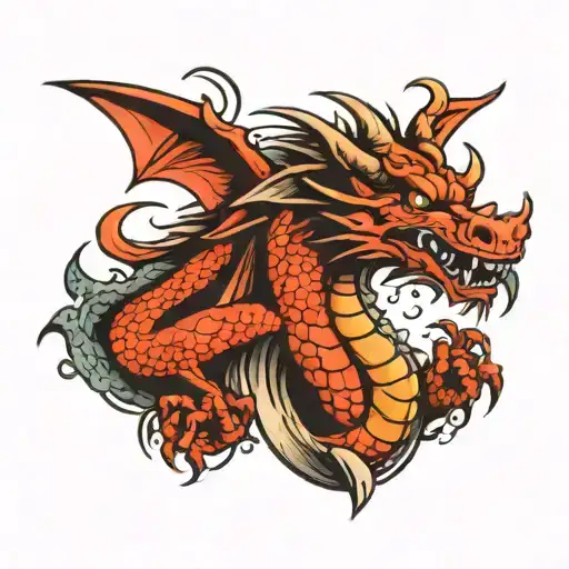 dragon and evil tattoo design idea