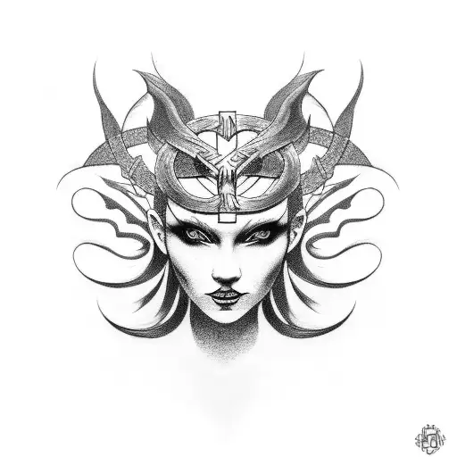 Norse pagan witch  tattoo design idea
