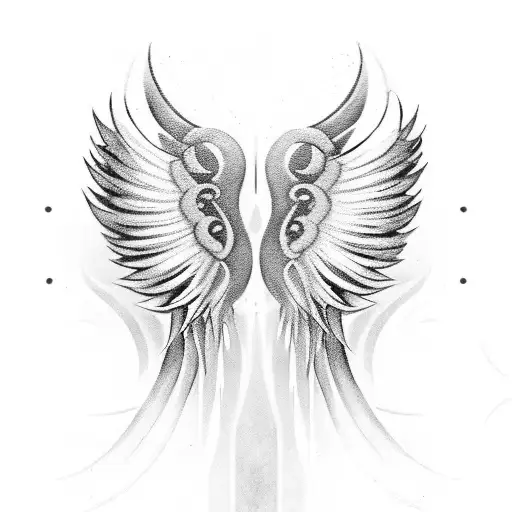 angel wings one wing nice and another wing destroyed  tattoo design idea