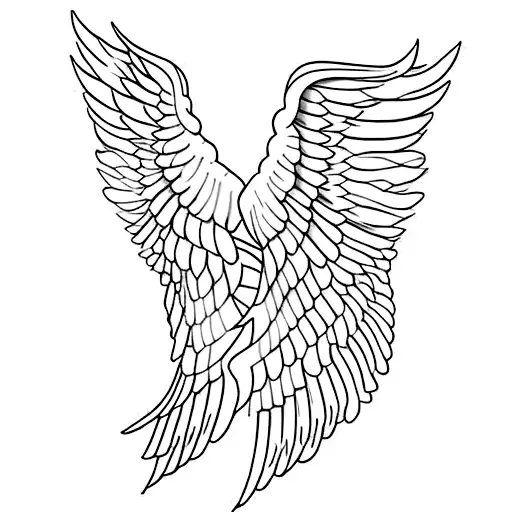 angel wings one wing nice and another wing destroyed  tattoo design idea