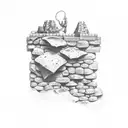 stone walls fall down tattoo design idea