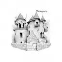 stone walls fall down tattoo design idea