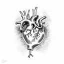 anatomical heart crashing through a brick wall tattoo design idea
