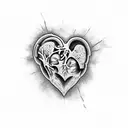 anatomical heart crashing through a brick wall tattoo design idea