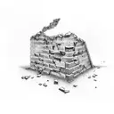 brick wall falling down  tattoo design idea