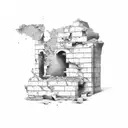 brick wall falling down  tattoo design idea