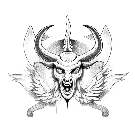 Baphomet with angel tattoo design idea