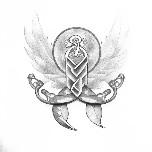 Dove, Olive branch, serpent, apple, and arm reaching out tattoo design idea