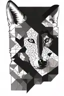 white husky face with geometric tattoo design idea