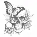 skull and butterfly tattoo design idea