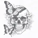 skull and butterfly tattoo design idea