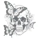 skull and butterfly tattoo design idea