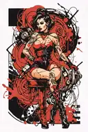 full body dominatrix pin-up Standing whip femdom style tattoo design idea
