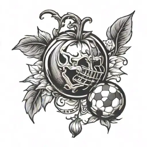 tomato, W and football Spain tattoo design idea