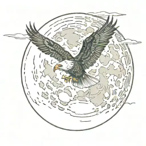 eagle over a full moon tattoo design idea