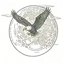 eagle over a full moon tattoo design idea