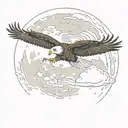 eagle over a full moon tattoo design idea