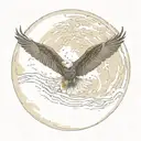 eagle over a full moon tattoo design idea