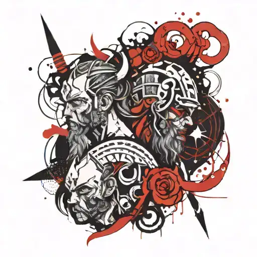 twin flame viking era tattoo design idea