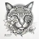 Cat, Cherry Blossoms, Mandala, Oriental, Date 15.05.15 tattoo design idea