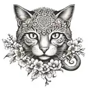 Cat, Cherry Blossoms, Mandala, Oriental, Date 15.05.15 tattoo design idea