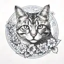 Cat, Cherry Blossoms, Mandala, Oriental, Date 15.05.15 tattoo design idea