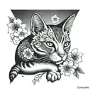 cat, cherry blossoms, 15.07.15 Oriental, mandala, Arm Tattoo tattoo design idea