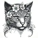 cat, cherry blossoms, 15.07.15 Oriental, mandala, Arm Tattoo tattoo design idea