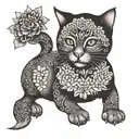 cat, cherry blossoms, 15.07.15 Oriental, mandala, Arm Tattoo tattoo design idea