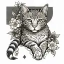 cat, cherry blossoms, 15.07.15 Oriental, mandala, Arm Tattoo tattoo design idea