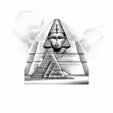 A sphinx bartender mixing drinks with a pyramid in the background tattoo design idea