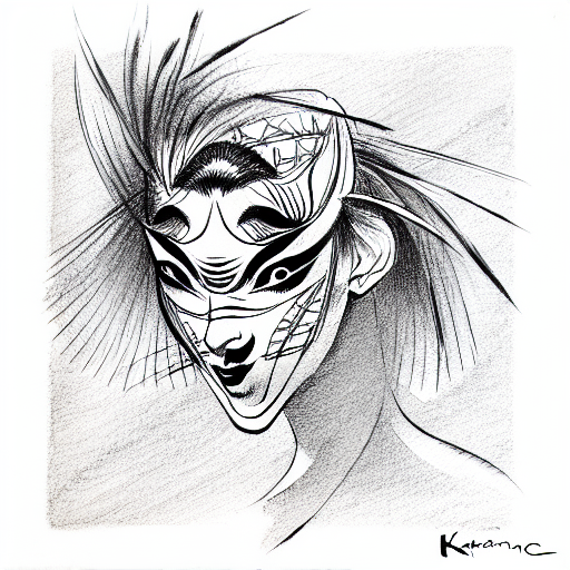 kabuki mask tattoo design idea