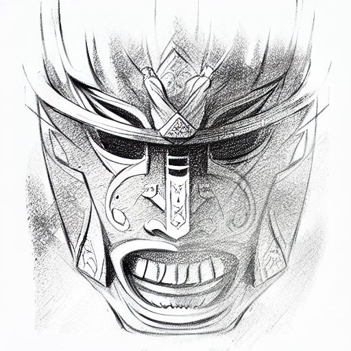 Samurai mask tattoo design idea