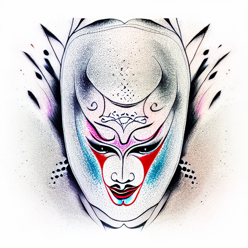 kabuki mask tattoo design idea