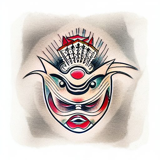 kabuki mask tattoo design idea
