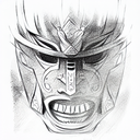 Samurai mask tattoo design idea