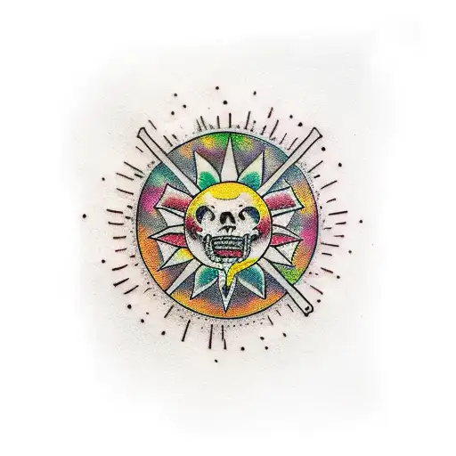 day glow fire tattoo design idea
