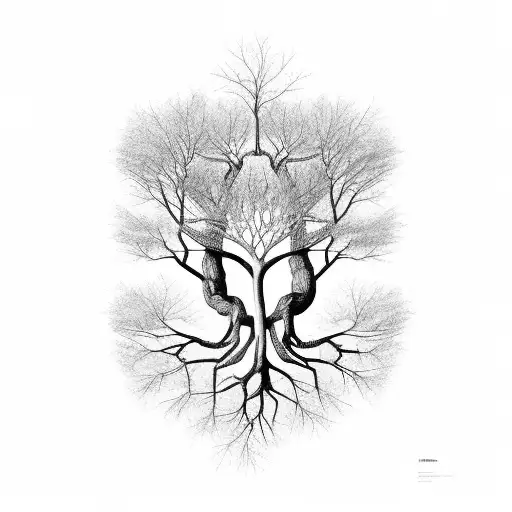 tree with lungs as the roots tattoo design idea