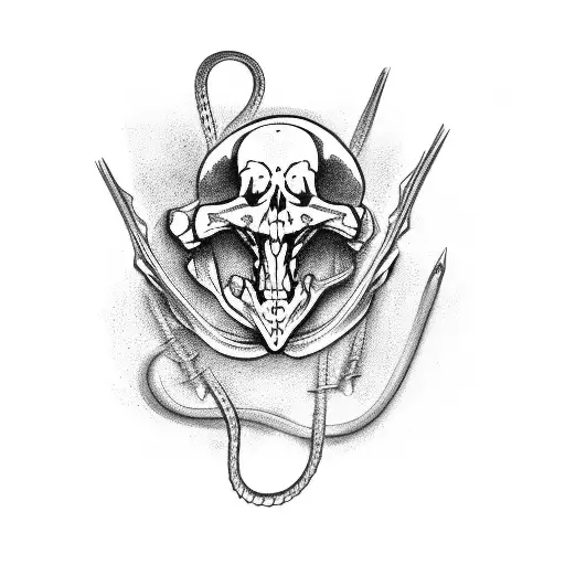 medieval sketch snake skeleton tattoo design idea