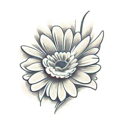 Traditional "Gerbera And Garden Trowel" Tattoo Idea BlackInk AI