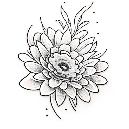 Traditional "Gerbera And Garden Trowel" Tattoo Idea BlackInk AI