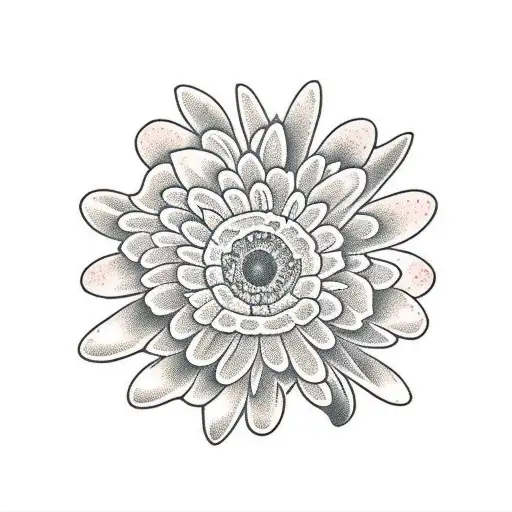 Traditional "Gerbera And Garden Trowel" Tattoo Idea BlackInk AI